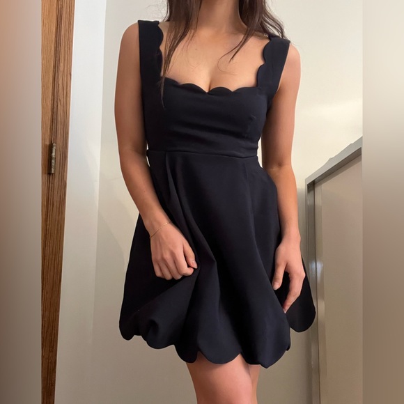 NASTY GAL Navy Scalloped Mini Dress- Size Small - Picture 1 of 6